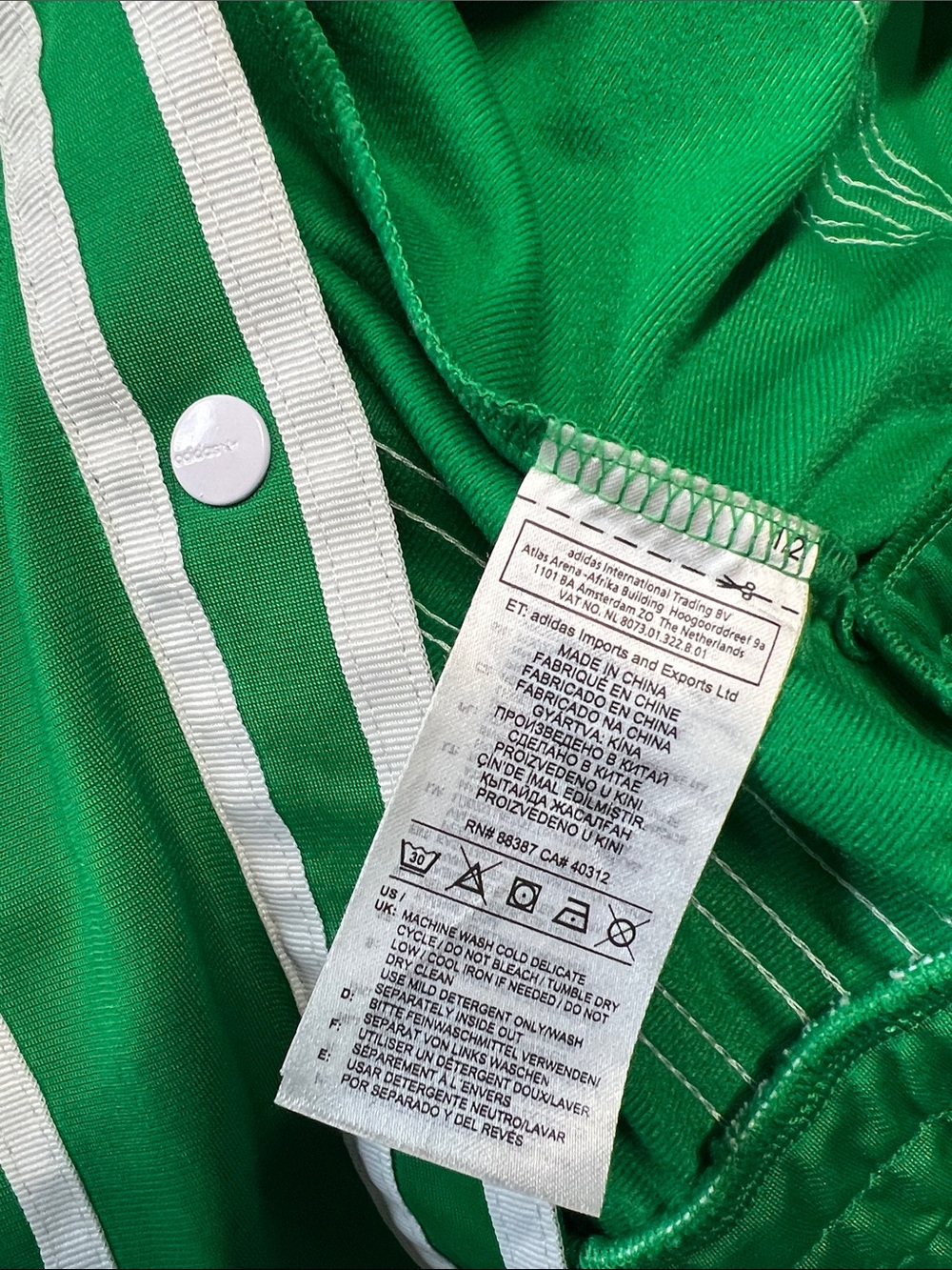 Adidas JI WIN CHOI Green Track Jacket with White Pinstripes 2 XS - Picture 16 of 16